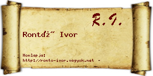 Rontó Ivor névjegykártya